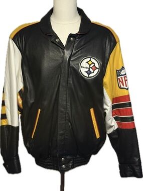 Jeff Hamilton Steelers Reversible Leather Jacket 90s Vintage Rare. Size XL